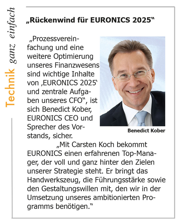 Benedict Kober zum Einstieg von Carsten Koch bei Euronics