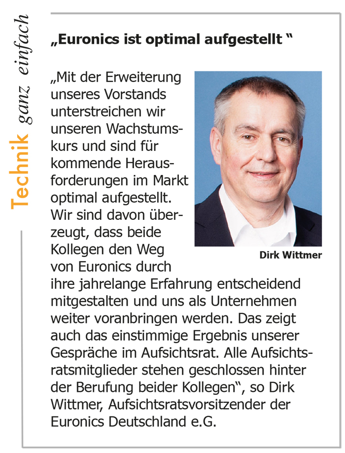 Dirk Wittmer, Aufsichtsratsvorsitzender der Euronics Deutschland e.G. kommentar-dirk-wittmer