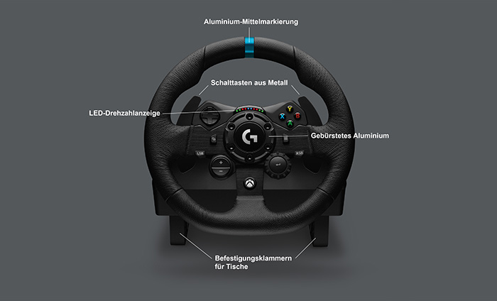 Viele Funktionen des Logitech G923 lassen sich direkt über das LEnkrad abrufen logitech-G923-lenkrad-lenkrad