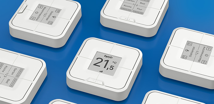 Der Multi-Taster FRITZ!DECT 440 wird zur Fernbedienung der Smart-Home-Produkte von AVM avm-Fritzdect-440-displays